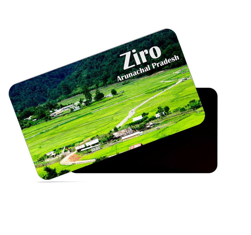 dhcrafts Rectangular Rubber Fridge Magnet / Magnetic Card Multicolor Arunachal Pradesh Ziro Design Pack of 1 (8.6cm x 5.4cm)